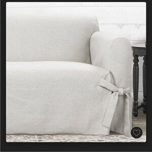 Sure Fit Relaxed Fit Drape Sofa SlipCover. Farmhouse Basketweave Grey